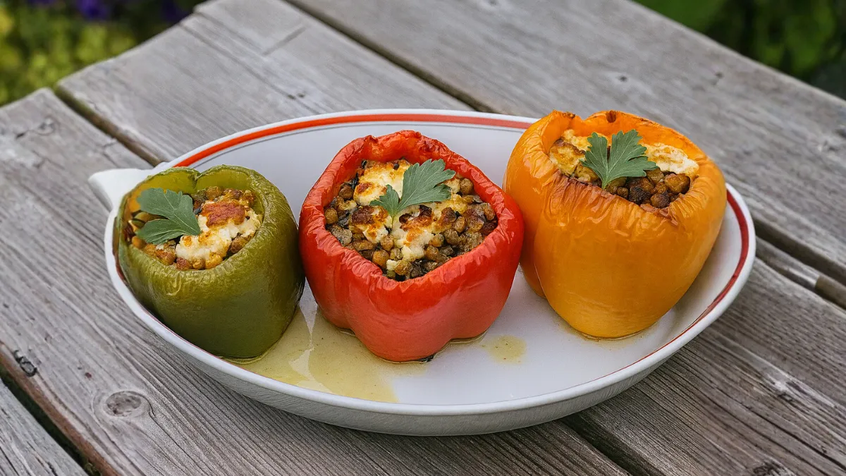 Lentil & Feta Stuffed Peppers