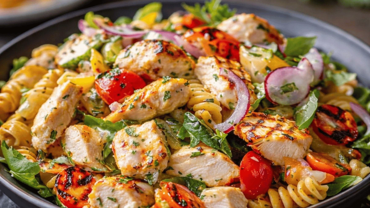 Mediterranean Chicken Pasta Salad