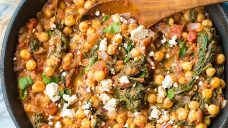 Mediterranean Chickpea & Spinach Skillet with Eggs