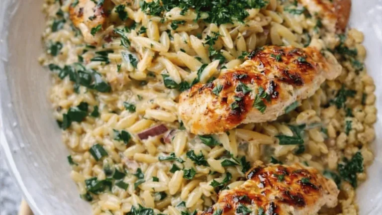 Mediterranean Creamy Chicken Orzo