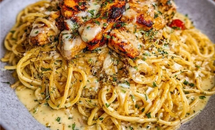 Creamy Cajun Chicken Spaghetti with Garlic Sauce