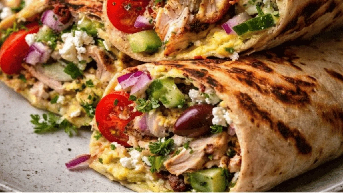 Chicken Wraps with Feta & Fresh Veggies
