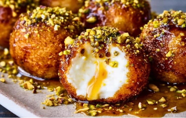 Crispy Ricotta Honey Bites with Pistachio Crunch