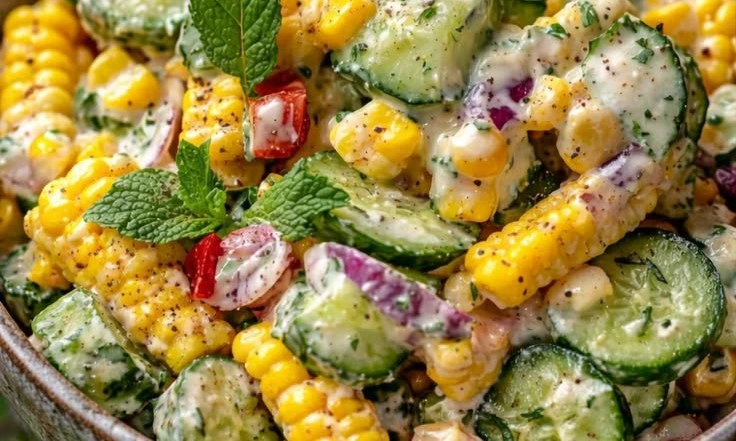Street Corn Creamy Cucumber Salad