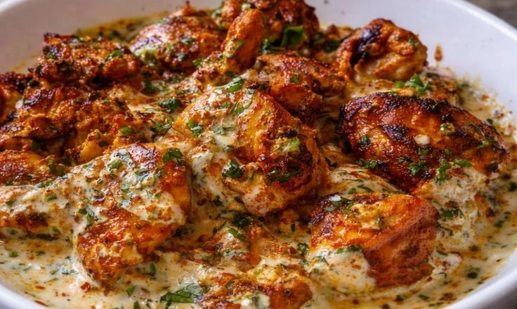 Turkish Chicken with Garlic White Sauce