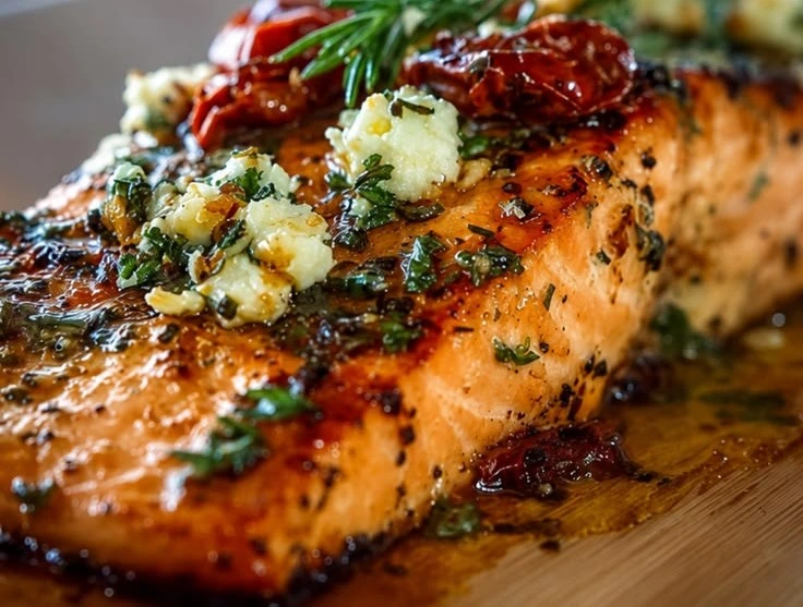 Baked Salmon with Feta & Sun-Dried Tomatoes