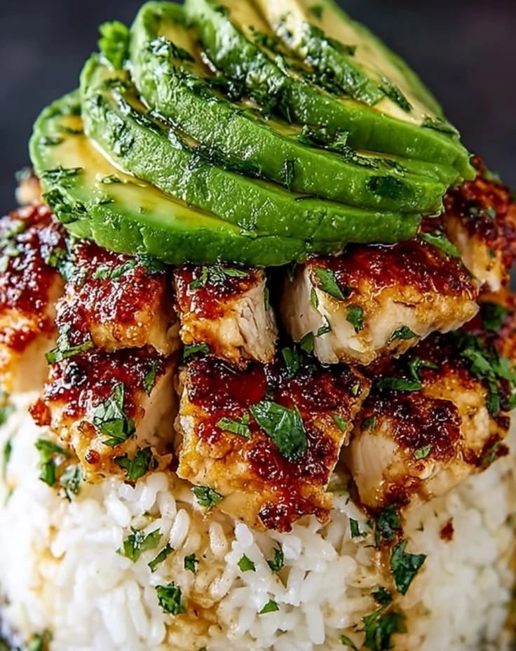 Honey Lime Chicken & Avocado Rice Stack