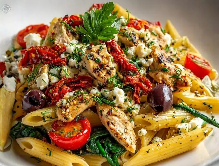 Greek Chicken Feta Pasta Recipe