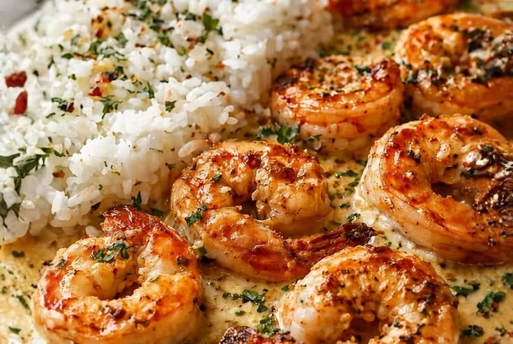 One-Pan Creamy Garlic Butter Shrimp & Rice