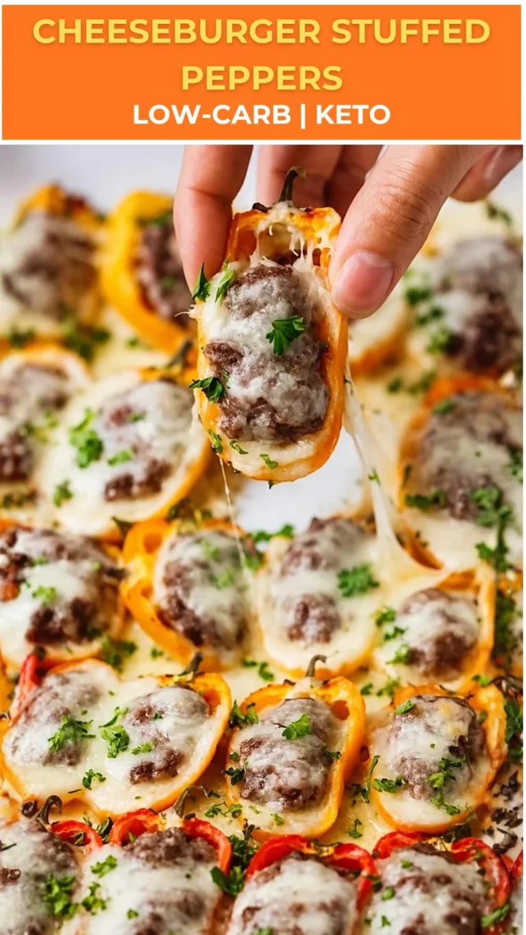 THE BEST N°1 Cheesy Cheeseburger Stuffed Peppers – Easy Keto & Low-Carb Dinner Recipe