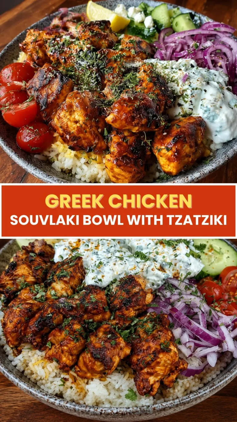 THE BEST N°1 Greek Chicken Souvlaki Bowl with Creamy Tzatziki – Easy Mediterranean Dinner Recipe